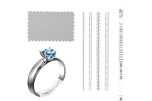 SAVITA 18 Piezas Ajustadores de Tamaño de Anillo, Medidor de Anillos Sueltos Invisible con Herramienta de Medición de Dedos y Paño de Pulido Cierre de Silicona en Espiral para Anillos Sueltos