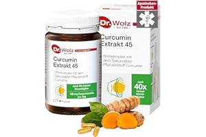 ‎DR. WOLZ Dr. Wolz Curcumin Extrakt 45 - 90 Kapseln - 150 mg Curcuminoide pro Tag - Kurkuma Kapseln mit über 40-fach höherer Bioverfügbarkeit - Curcuma Extrakt - Kurkuma Komplex - vegan