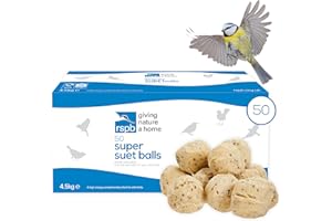 RSPB - Fat Balls for Wild Birds, High Energy Suet Balls, Made in the UK, Delicious and Nutritious Bird Food, Suitable for Year-Round Feeding (Box of 50)