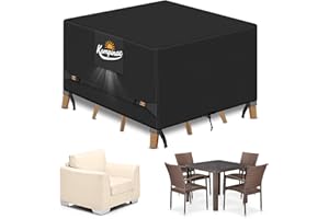 KOMPINAC Housse Salon de Jardin Exterieur 900D Tissu Oxford 135*135*74CM Imperméable Housse de Table Jardin Housses pour Mobilier de Jardin Bâche de Protection pour Table Chaise et Canapé Résistance au Vent
