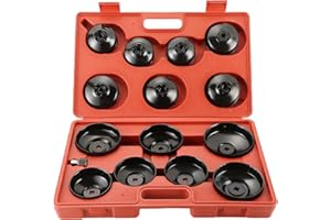 ATPEAM Set di 15 Pezzi Chiavi per Filtro Olio Auto, Kit Universale con Bussole per Rimozione Filtro Olio, Attrezzi per Manutenzione Motore