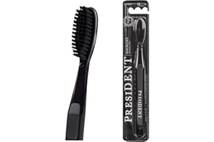 ‎PRESIDENT PRESIDENT Smokers Zahnbürste, speziell für Raucher oder hartnäckige Flecken, 9 MIL (Schwarz/Schwarz)