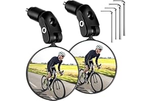 WT WISDOM TOGETHER 2 Pièces Rétroviseur Vélo Retroviseur Velo Electrique, Miroir Convexe pour Guidon 360° Réglable Haute Définition Rétroviseur pour Le vélo de Route de Montagne Moto Bicyclette