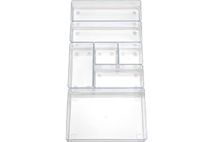 ALPOONS® - Schubladen Organizer (7er transparent) mit Antirutsch Pads für einen extra stabilen Halt. Organizer Schublade für eine klare Übersicht. Organizer Schminke sorgt für Ordnung im Chaos.