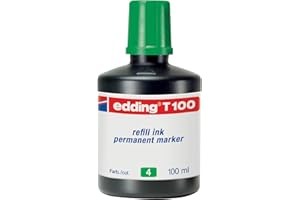 edding T 100 Recharge d'encre marqueurs permanents - vert - 100 ml - système de compte-gouttes, pour recharger rapidement presque tous les marqueurs permanents edding
