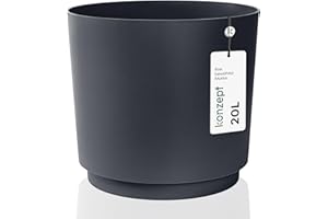 ‎KONZEPT KONZEPT Blumentopf 32,5 cm - großer Übertopf aus Kunststoff für Zimmerpflanzen, modern und wetterfest, für Innen und Außen, Anthrazit