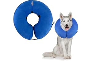 HTTDSLF Aufblasbare Katzenhundleckschutz Part, Aufblashalskrause Hundekragen, Schutzhundekragen (Blau, L)