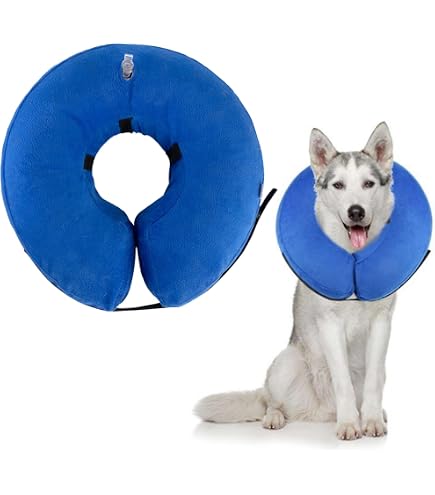 Collier Gonflable Pour Chien Et Chat - Collier Post-opératoire Confortable - Velours Doux - Taille S à XL - Lavable