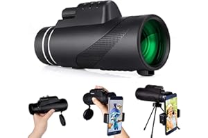Homkeen Monokular-Teleskop, 80x100 High Power HD mit Smartphone Halter & Stativ, Wasserdicht, Für Vogelbeobachtung, Camping, Wandern, Reisen, Jagd