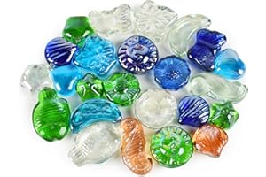 VIOCIWUO Galets en verre pour décoration de 0,5 kg, billes plates en verre pour arrangements floraux, vases, pierres précieuses d'aquarium, décoration de vase