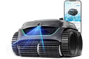 WYBOT C2 Vision AI caméra Robot Piscine sans Fil avec Batterie, Robot de Piscine Sol et Mur, Filtration à Deux Couches, Aspiration puissante, pour piscines enterrées jusqu'à 180㎡(Gris-Vert)