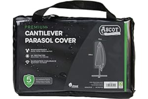 ASCOT GARDEN FURNITURE COVERS Ascot Premium Cantilever Parasol Cover - 83 (W) X 240 (H) cm Deep Black