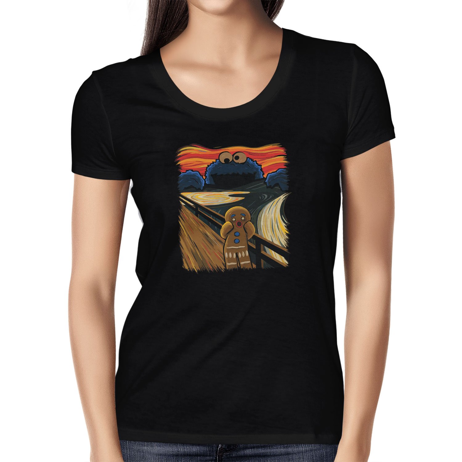 NERDO-Gingerbread-Scream-Damen-T-Shirt-Gre-S-Schwarz