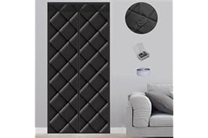 Kebinmaoyi Magnetic Thermal Insulated Door Curtain, Windproof Keep Warm Curtain Thermal for Winter, Polyester Cotton Door for Bedroom,Kitchen, Balcony,90x210cm,(35"x83") Black