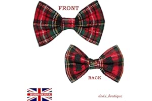 DOD.I_BOUTIQUE New Dogs Bow Tie Tartan woven Elastic Band attach COLLAR ACCESSORY Handmade UK (Large Tartan woven)