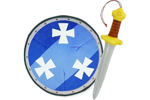 Lullaberry Little Knights Sword and Shield Playset - Safe Plush Soft Pretend Play Weapons - Gifts for Kids - Blue Warrior