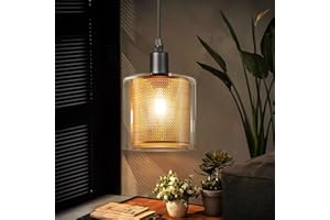 ‎ZMH ZMH Vintage Pendelleuchte esstisch Hängelampe - 1 Flammig E14 Max. 40W Hängeleuchte Retro Pendellampe aus Glas Metall Schwarz Gold Industrial Esstischlampe Küche Schlafzimmer Wohnzimmer Esszimmer