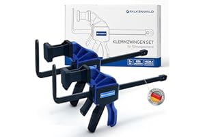 Falkenwald® Einhandzwinge Set 2 Stück zum Spannen, Dehnen, Fixieren mit einer Hand - Klemmzwinge für Führungsschiene - Spannzwinge Zwingen Einhandzwingen