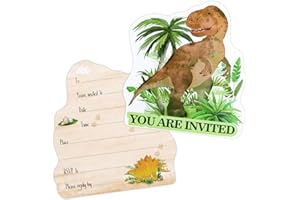 BETESSIN 36 Pcs Dinosaur Party Invites Dino Invitation Cards Set for Children Dinosaur Enthusiasts Ready to Write Boy Birthday Dino Party Invitation