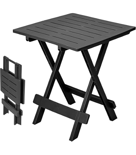 Draagbare campingtafel, lichte opvouwbare tafel met aluminium tafelblad en draagtas, voor buiten, picknick, strand, wandelen, vissen, zwart (maat 56cm Draagbare campingtafel, lichte opvouwbare tafel met aluminium tafelblad en draagtas, voor buiten, picknick, strand, wandelen, vissen, zwart (maat 56cm