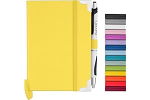 Bstorify A6 Notebook And Pen Set - 160 Lined Pages (10.5 x 14.85 cm) Yellow Journal Notebook A6 with Hardback Cover, Pen Loop, Expandable Pocket - Ideal for Diary, Notetaking and Writing (A6, Yellow)