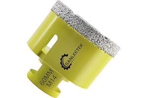 Foret Diamant Carrelage 60mm SANLEETEK Brasé Sous Vide Scie Cloche Diamant pour Céramique Porcelaine Marbre Granit Perçage à Sec M14 Filetage