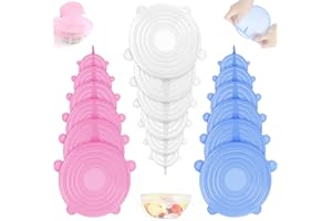 LEVENSON Coperchi in silicone estensibile 18 pezzi ideale per conservare gli alimenti in vari contenitori flessibili regolabili durevoli ecologici Senza BPA lavabili in lavastoviglie