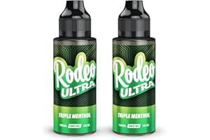 Twin Pack - 2 x 100ml Triple Menthol Rodeo Ultra E Liquid Premium 70/30 Vape Juice Sub Ohm E Cig 0mg Flavoured eJuice E Cigarette No Nicotine Short Fill (Rodeo E Liquid)