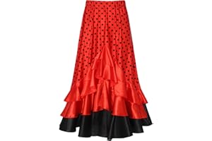 Loodgao Enfant Fille Jupe À Pois Danse Flamenco Balançoire Espagnole Orientale Longue Jupe Danse du Ventre Belly Competitions Dancewear