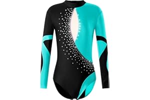 Alvivi Maillot de Danza Gimnasia para Niña Body Ballet de Manga larga Leotardo de Gimnasia de Patinaje Artístico Ropa de Deportiva Yoga 5-16 años