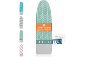 BUNTES BRETT Innovativo rivestimento per asse da stiro stirare rapidamente con Turbo Zone®, Parking Zone e Spanner I Made in EU Copriasse ferro a vapore comoda imbottitura., Visby (verde menta)., Medium