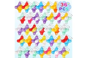 OGNI ORA 36 PCS Mini Pop Fidget it Keychain, Party Bag Fillers for Kids, Poppet Keyring Stress Relief Sensory Toy for Kids Adults, Classroom Prizes, Party Favours Gifts Toys for Girls Boys