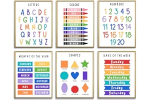 AUNMER Educational Preschool Posters,Number Alphabet Timetable Posters Toddler Kids Classroom Learning Decorations Nursery Homeschool Kindergarten Playroom Teaching Poster 11X14 inch