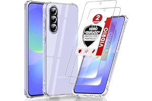 LeYi Funda para Samsung Galaxy A36/A 36 5G 5 G con [2-Unidades] Cristal Templado, Carcasa Armor Silicona Soft Skin TPU Case Antigolpes Cover, Transparente