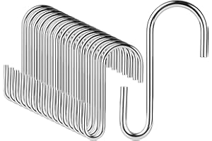 DONQL 20 Piezas S Ganchos para Colgar,Ganchos S de Cocina Metal,Gancho en S de Acero Inoxidable,Gancho en Forma de S para Ropa Llaves Tazas Sartenes Utensilios de Cocina Plantas Cocina Baño Jardín