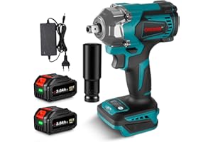 ONEVAN Cle a Choc Sans Fil 700NM, Brushless Boulonneuse a Choc Electrique, acec 2x3.0Ah Batteries et chargeur, 2300RPM, 20V Clé à Chocs Sur Batterie avec Lumière LED pour la Voiture