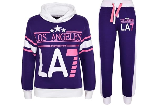 A2Z 4 Kids® Enfants Filles Survêtement Los Angeles LA7 Imprimé Sweat À Capuche & Bottom Joggers Costume Âge 7 8 9 10 11 12 13 Ans
