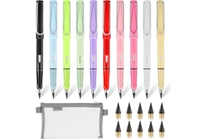 WOOLEDY 10 Pcs Inkless Pencils Eternal Pencil with Pencil Case, Everlasting Pencil with 10 pcs Replacement Nibs,Infinite Pencil,Reusable Erasable Unlimited Writing for Student Adult Artist Writing Drawing