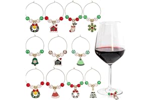 Kesote Segnaposto Natalizio 12 Pezzi, Segna Bicchieri Calici Natalizi Segna Calici da Vino Decorazioni Tavola Natale