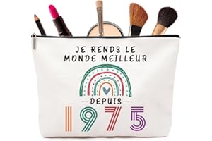VIVAJOY Trousse Maquillage Anniversaire 50 Ans Femme Personnalisée, Idée Cadeau 50 Ans (1975)