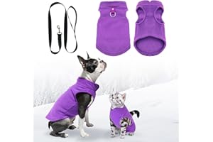FFTANXS Manteau Chien Petite Taille,Pull Chien Petite Taille,Pull Chien,Manteau Chien,Pull pour Chat,Manteau Chat,Manteau pour Chien avec D-Ring,Vetement Chihuahua pour Petit Chien/Chat (Violet,S)