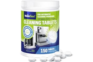 WOLDOCLEAN Pastilles de nettoyage pour machine à café - compatible avec Jura Delonghi Siemens Bosch Krups Melitta 150x tablette à 2 grammes