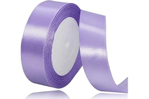 XMASOLDECOR Light Purple Satin Ribbon 25mm x 22 Meters, Solid Colour Fabric Ribbon for Gift Wrapping, Crafting, Balloon, Sewing Project, Hair Bows, Bridal Bouquet, Wedding Favours Decoration