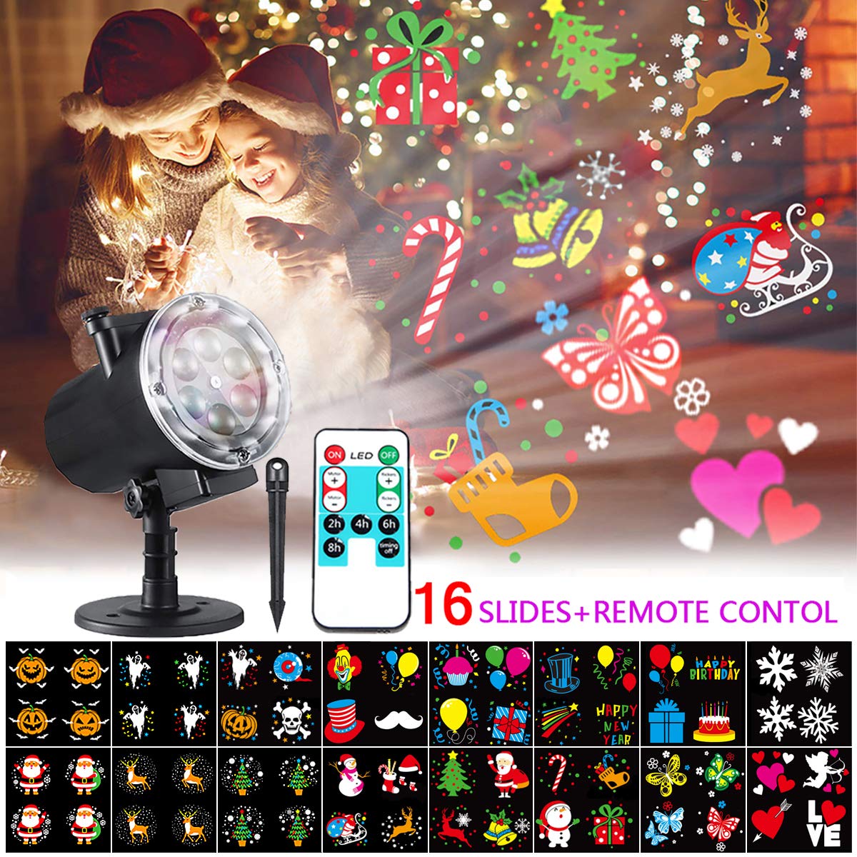 Proiettore Luci Natalizie Amazon.Proiettore Luci Natale Bosunny Led Esterno Proiettore Con 16 Lenti Intercambiabili Telecomando Rf Impermeabile Projector Lampada Per Natale Matrimonio Compleanno Festa Giardino Compra Al Prezzo Migliore