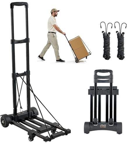 Chariot Porte-Bagages Pliable 4 Roues - Caddie Voyage Shopping Léger Aluminium