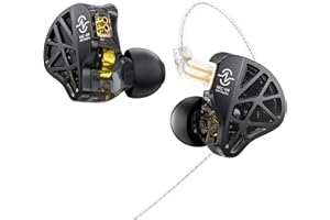 keephifi Audífonos CCZ MC04 IEM, Auriculares In Ear con Cable Desmontable Plateado OFC Conector 3.5mm, Controladores Híbridos 10mm Magnéticos 1DD+1BA, In Ear Monitor de Latencia Cero para Cantante