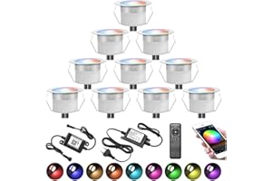 SUBOSI 10x Wifi Multicolore RGBWW(4 en 1) 0.6W Ø31mm Spot Encastrable Exterieur Dimmable Fonctionne Avec Alexa, Google Home,Spots LED Encastrable DC12V Etanche IP67