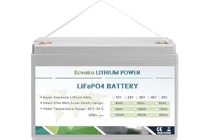 KCVOLRO Batería de litio 12 V 100 Ah Lifepo4 hasta 7000 ciclos profundos para carro de golf, batería marina, caravana, autocaravana y otras aplicaciones con protección contra bajas temperaturas.
