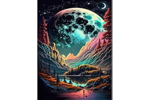 Hongyrjy Peinture Numero Adulte Lune-DIY Peinture par Numero Adulte Facile Adultes débutants 40x50cm,Numéro d'Art Kit Peinture par Décoration Murale et Cadeaux Pour La Maison