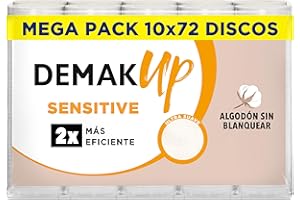 Demak'Up Sensitive - 720 Discos Desmaquillantes Redondos de Algodón Natural Sin Blanquear - 10x72 Unidades